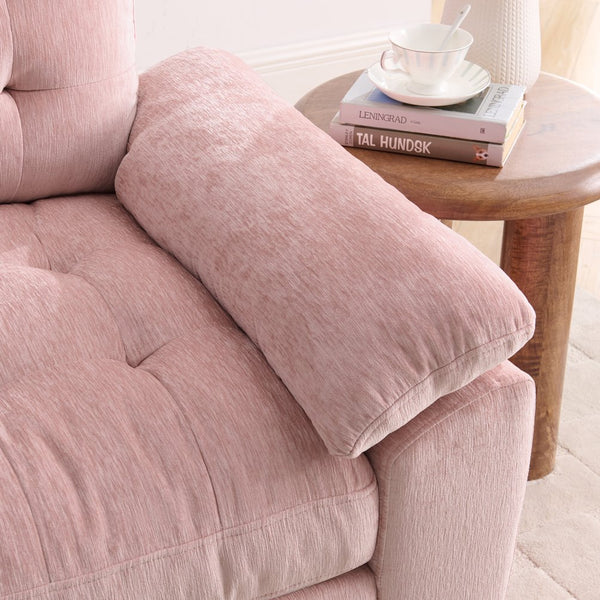 English Elm Leisure Chenille Two Seat Reclining Sofa with Usb Port Storage Ottoman Padded Armrests Pink W487S00519