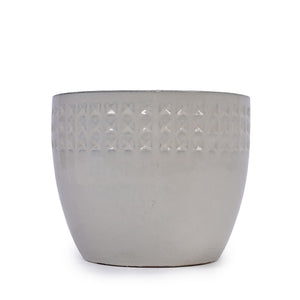 English Elm Set Of 3 Ceramic Flowerpots - Handcrafted Modern Planters In Ancient White For Stylish Spaces W3273P321485-GIGA