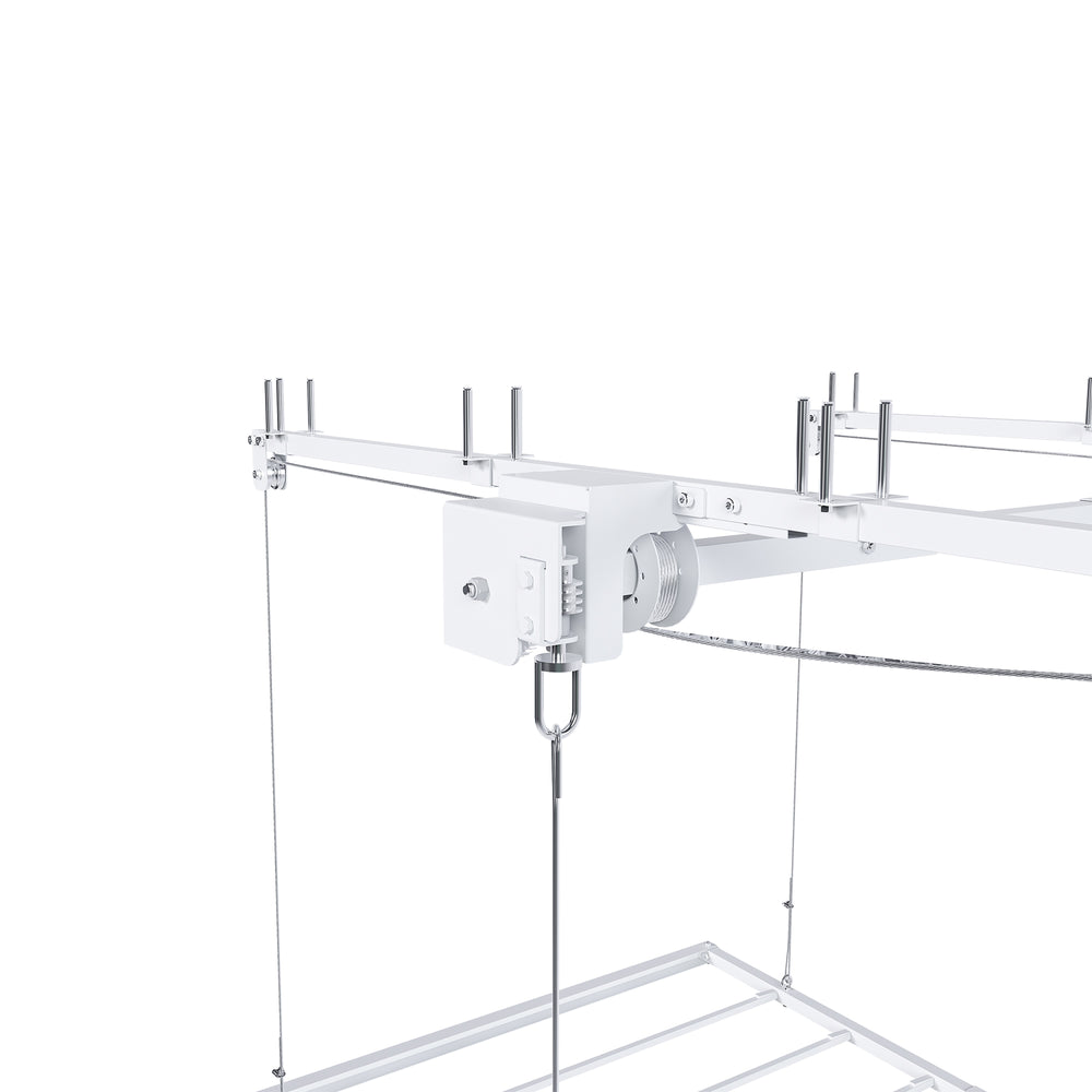 English Elm Overhead Garage Storage Rack with Crank Lift 270lb Steel Platform for High Ceilings W2700P346224