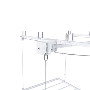 English Elm Overhead Garage Storage Rack with Crank Lift 270lb Steel Platform for High Ceilings W2700P346224