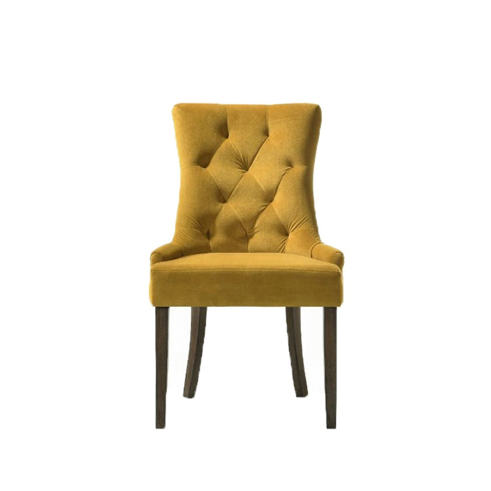English Elm Set Of 2 Velvet Dining Chairs In Yellow & Espresso - Elegant Comfort With Timeless Style & Durability B016P315262-GIGA