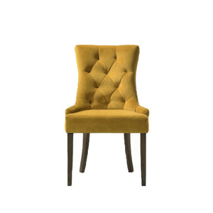 English Elm Set Of 2 Velvet Dining Chairs In Yellow & Espresso - Elegant Comfort With Timeless Style & Durability B016P315262-GIGA