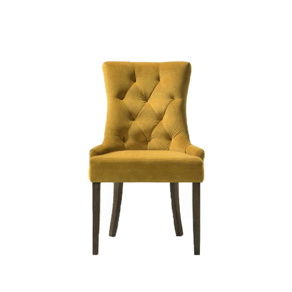 English Elm Set Of 2 Velvet Dining Chairs In Yellow & Espresso - Elegant Comfort With Timeless Style & Durability B016P315262-GIGA