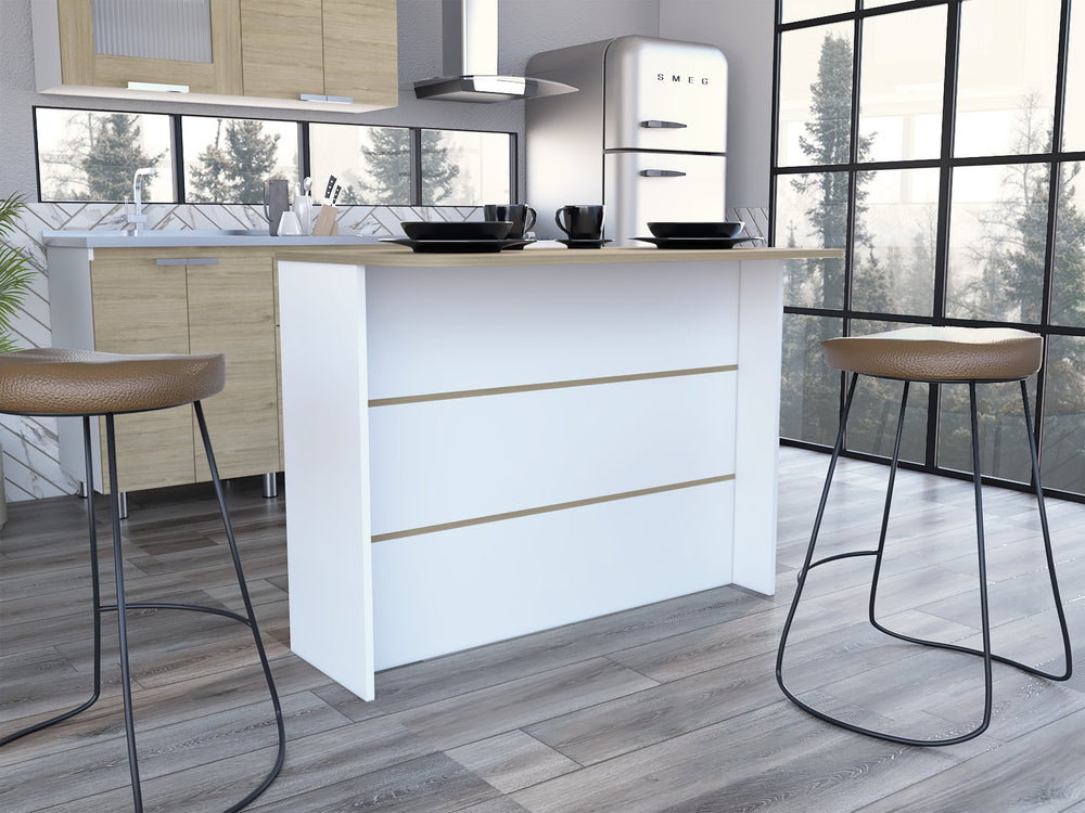 English Elm Fendi Multi Kitchen Island with Spacious 47.2"W Workstation and 2-Tier Shelf for Small Spaces B070S00315