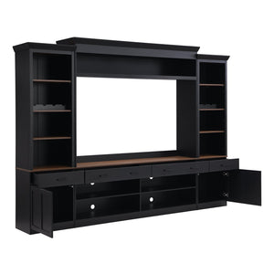 English Elm Tv Stand Media Wall Unit with Wine Rack Walnut Two Tone Farmhouse Mid Century Style N721P249238B