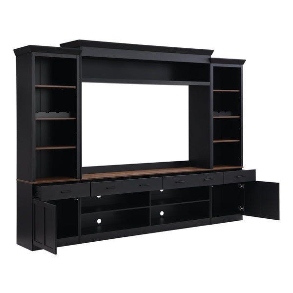 English Elm Tv Stand Media Wall Unit with Wine Rack Walnut Two Tone Farmhouse Mid Century Style N721P249238B