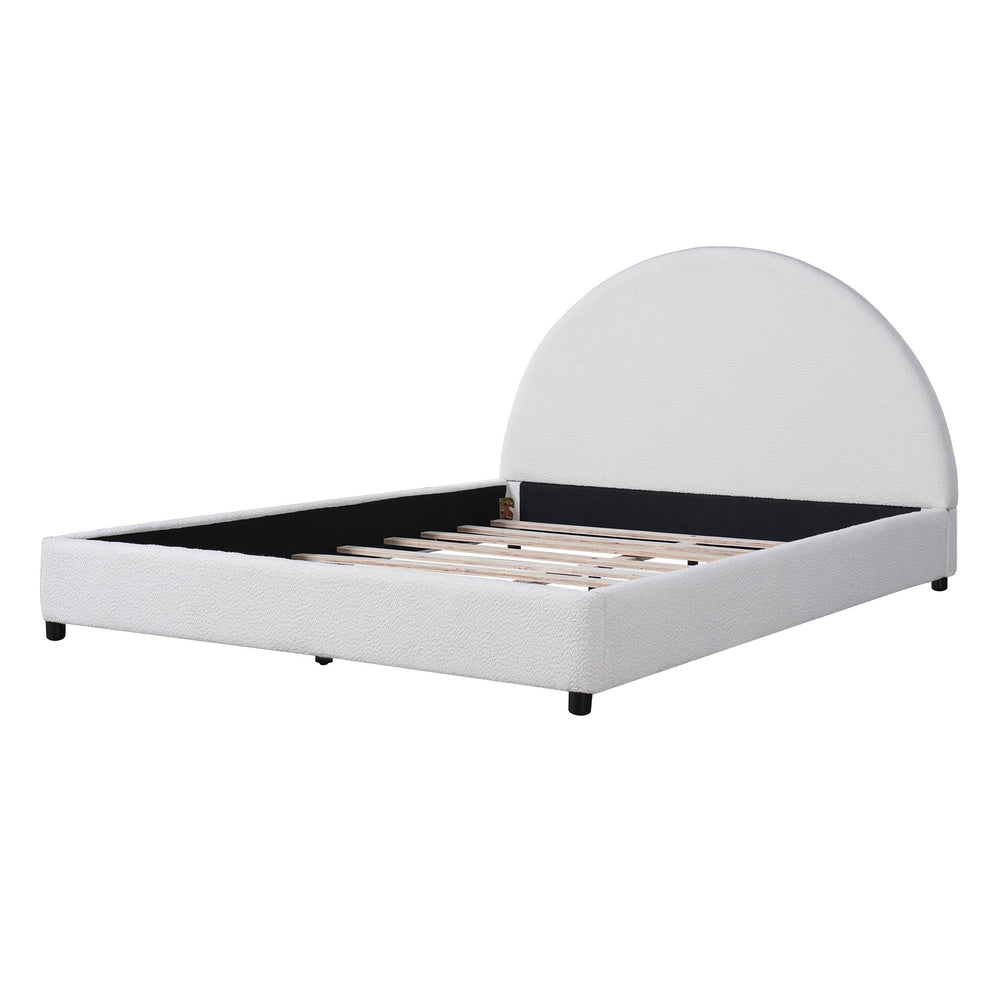 English Elm Christopher Knight Home® - Queen Size Bed Frame With Plush Boucle Upholstered Headboard - Modern Design For Cozy Bedrooms N757Q329194W