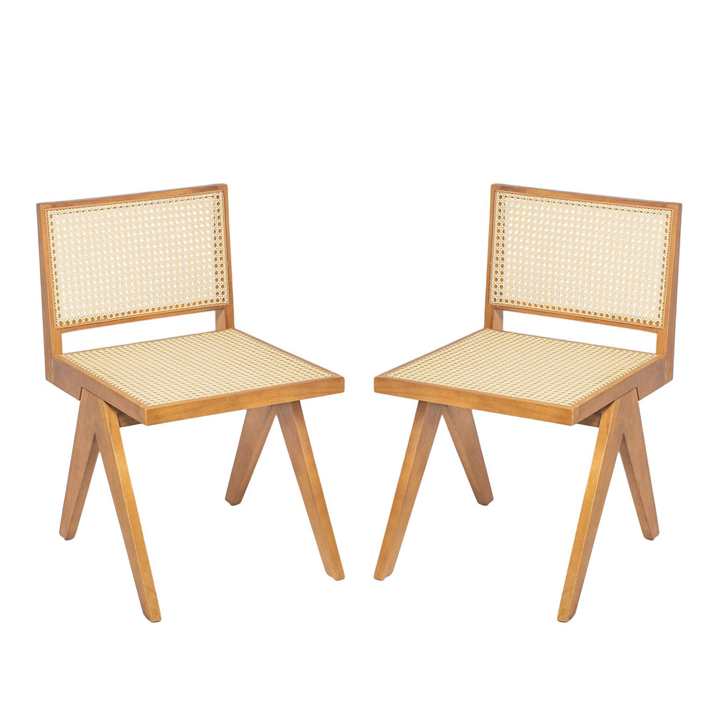English Elm Christopher Knight Home® - Chandigarh Dining Room Chairs Set Of 2 – Stylish Rattan & Rubberwood Side Chairs For Any Space N768P241397N