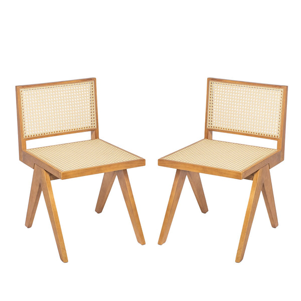 English Elm Christopher Knight Home® - Chandigarh Dining Room Chairs Set Of 2 – Stylish Rattan & Rubberwood Side Chairs For Any Space N768P241397N