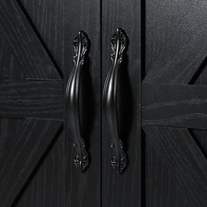 English Elm K&K 54.5" Farmhouse Kitchen Island with Drop Leaf, Built-In Power Station, Rolling Storage Cart Black N707P170349B