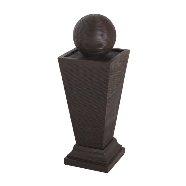 English Elm Christopher Knight Home® - 35.5"H Dark Brown Tall Column Fountain with LED Uplight, Concrete Retro Design, Weather-Resistant Serenity N765P324537G