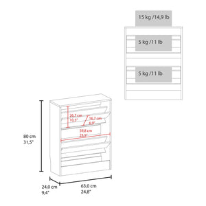 English Elm Inola Modern Two-Door Shoe Rack Cabinet with Adjustable Shelves, Kronos Finish, Compact Entry Storage B200P361999