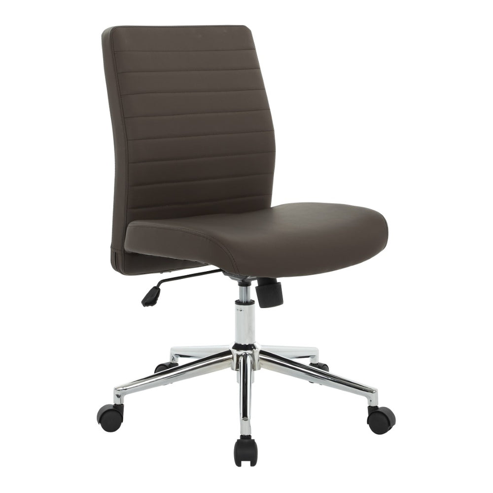 OSP Home Furnishings Mid-back Bonded Leather Manager Chair with Chrome Base for Home or Office Use EC51830MC-EC51