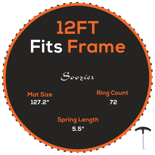 English Elm Soozier 12 Foot Round Trampoline Replacement Mat Uv Polypropylene 72 V-ring W2225P200521
