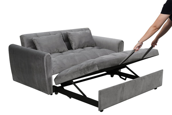 English Elm 65-inch Velvet Convertible Futon Sofa Bed with Adjustable Back for Living Room Dark Gray W2564S00070