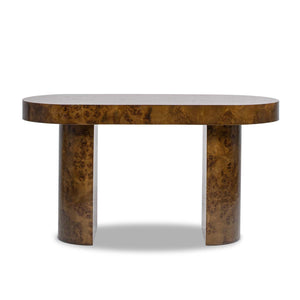 English Elm Jennifer Taylor Home - Jesse 55.5" Oval Computer Desk - Stylish Dark Burl Wood, Mid-Century Design With Organizing Drawer B2719P238530