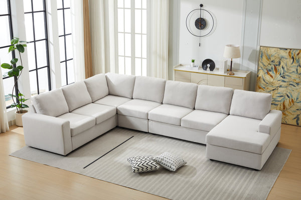 English Elm Large Modular L Shaped Sectional Sofa with Plush Cushions for Contemporary Living B2730S00068