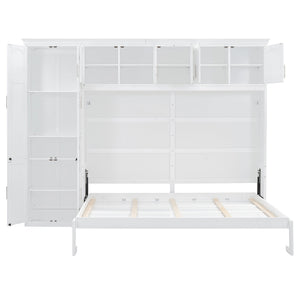 English Elm Queen Murphy Wall Bed with Integrated Wardrobe and Drawers for Studio Spaces LP000876AAK