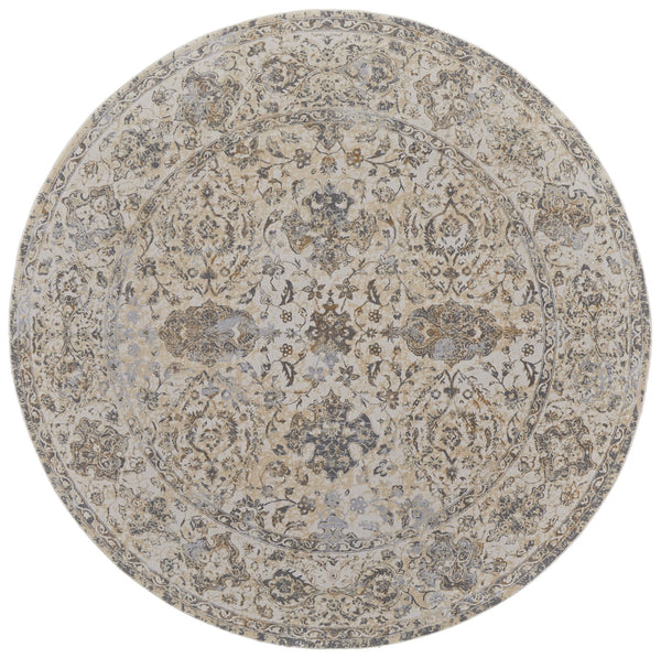 Feizy Rugs Celene Vintage Inspired Floral Rug – Traditional Elegance With Hand-knotted Look, Power Loomed Ivory,Tan,Gray Viscose,Polyester Cel39l0fbgegryn97