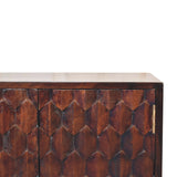 English Elm Solid Wood Mini Pineapple Carved Light Walnut Cabinet