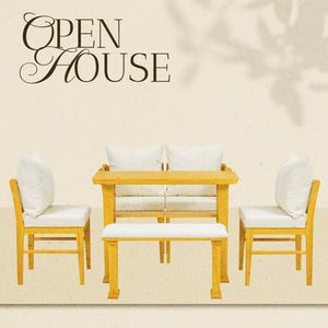 English Elm Small Farmhouse Solid Wood Dining Set for 6 — Space-Saving High Top Corner Table, Bench & Chairs, Cozy Durable Design TWSET2025-3N