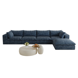 English Elm 157.6" Corduroy Modular Cloud Sofa Feather Fill Deep Lounge Seating for Living Room W2824S00157
