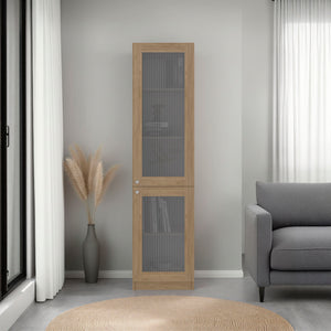 English Elm Home Vertical Freestanding Bookcase with Open Shelving and Enclosed Lower Cabinet Natural Wood B070P487569