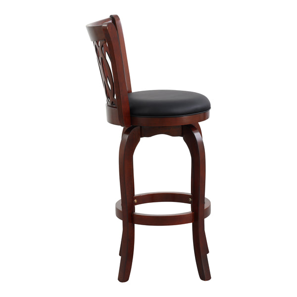English Elm Comfortable Swivel Pub Height Chair - Stylish Dark Cherry Faux Leather, Solid Wood, 360° Rotating Design B011P238917