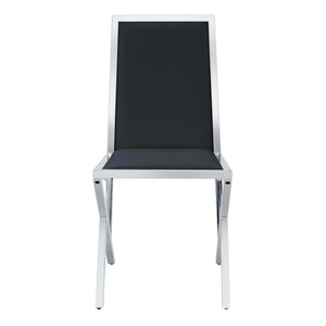 English Elm Table and Chair Set Tempered Glass Top with Silver Metal Frames Seats 8 Dining Black+Silver W1151S04768