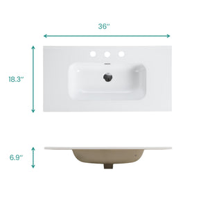 English Elm BB0936Y331, Integrated Gloss White Ceramic Basin 40.7x23x11.2 in – Seamless Durable Sink, Easy Care W1865P230032