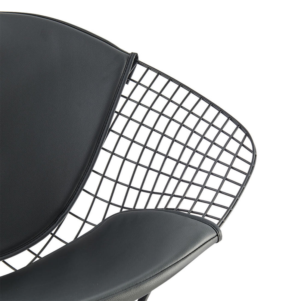 English Elm Diamond Chair Black Frame Modern Iron Wire Design with PU Seat, Multiple Finishes, 28x22x27 Inches B353P366768