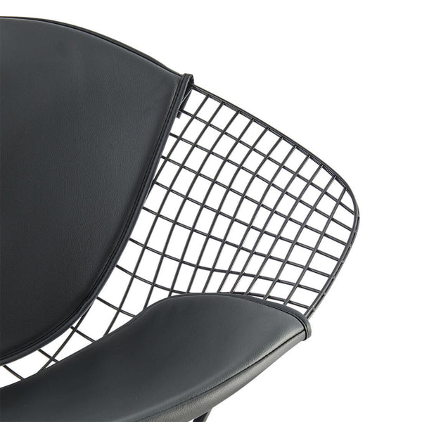 English Elm Diamond Chair Black Frame Modern Iron Wire Design with PU Seat, Multiple Finishes, 28x22x27 Inches B353P366768