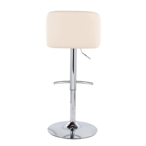 English Elm Toriano Adjustable Bar Stools Set Of 2 - Cream Faux Leather & Chrome With T-Footrest For Modern Style B202S01029-GIGA