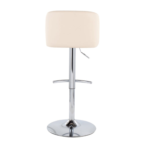 English Elm Toriano Adjustable Bar Stools Set Of 2 - Cream Faux Leather & Chrome With T-Footrest For Modern Style B202S01029-GIGA