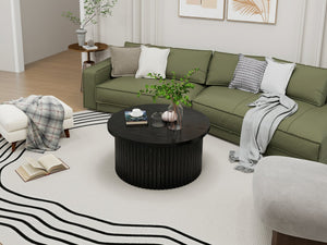 English Elm Coffee Table - Modern Round Accent Table With Flip-Top Storage For Stylish Living Room Spaces W688P248118