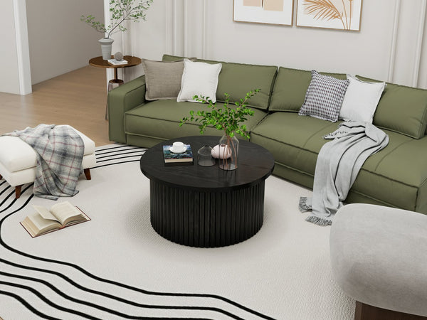 English Elm Coffee Table - Modern Round Accent Table With Flip-Top Storage For Stylish Living Room Spaces W688P248118
