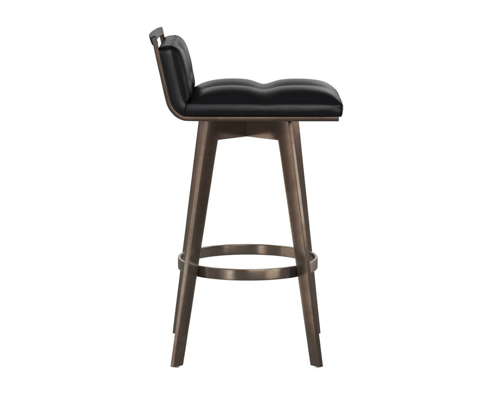 Sunpan ARIZONA Swivel Barstool - Elegant Art Deco Design with 360° Mobility and Antique Brass Accents 112549