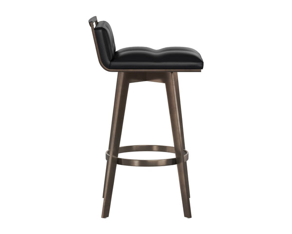 Sunpan ARIZONA Swivel Barstool - Elegant Art Deco Design with 360° Mobility and Antique Brass Accents 112549