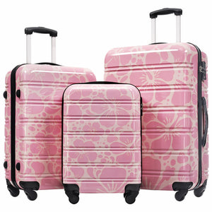 English Elm Hardshell Polycarbonate Luggage Set Three Piece Tsa Lock Spinner Travel Suitcases Pink N732P306618U
