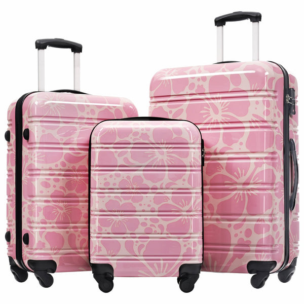 English Elm Hardshell Polycarbonate Luggage Set Three Piece Tsa Lock Spinner Travel Suitcases Pink N732P306618U