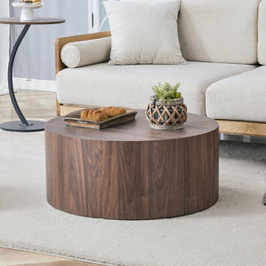 English Elm Cave Stone Patterned Mdf Round Coffee Table for Minimalist Industrial Living Rooms Walnut W1151P460953