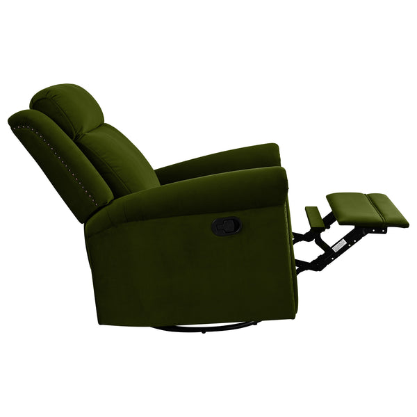 English Elm Christopher Knight Home® - 360° Swivel Recliner Plush Velvet Manual Rocker with Infinite Recline Support for Living Room Comfort Green N763P202666E