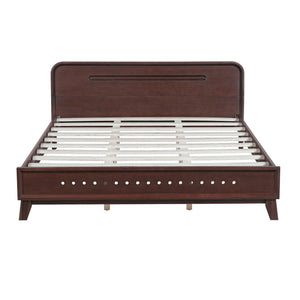 English Elm Christopher Knight Home® - Pine Queen Size Bed In Dark Walnut, Solid Pine Frame With No Box Spring, Classic Comfort & Style N770P291028W_N770P291029W