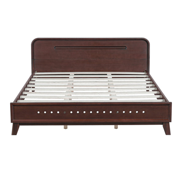 English Elm Christopher Knight Home® - Pine Queen Size Bed In Dark Walnut, Solid Pine Frame With No Box Spring, Classic Comfort & Style N770P291028W_N770P291029W