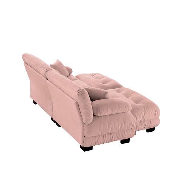 English Elm Cloud Chenille Sleeper Sofa With 2 Lumbar Pillows & Ottomans - Stylish Comfort For Modern Living W714S01009