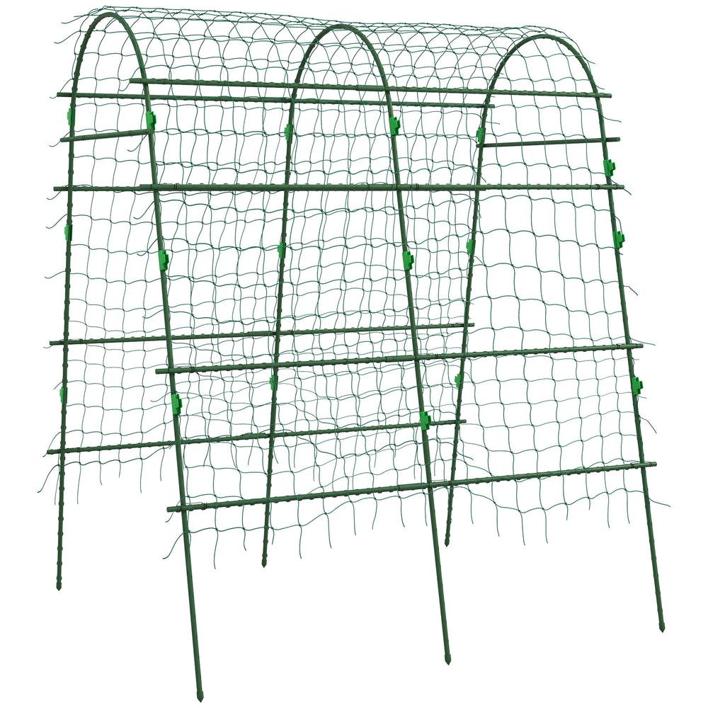 English Elm Outsunny A-frame Garden Arch Trellis Coated Steel Net Supports Climbing Vegetables W2225P174480