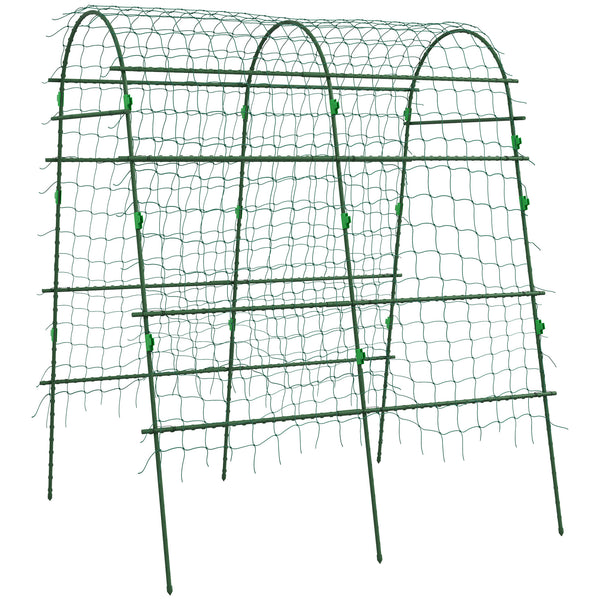 English Elm Outsunny A-frame Garden Arch Trellis Coated Steel Net Supports Climbing Vegetables W2225P174480