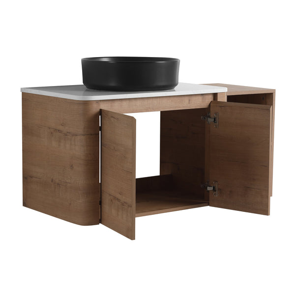 English Elm 42'' Wall-Mounted Bathroom Vanity With Ceramic Sink, Soft-Close Doors & Ample Storage For Modern Homes W999S00413