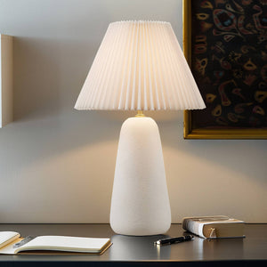 English Elm Textured Ceramic Table Lamp with Fluted Fabric Shade White for Cozy Ambient Lighting, 21"H Decor B035P264542