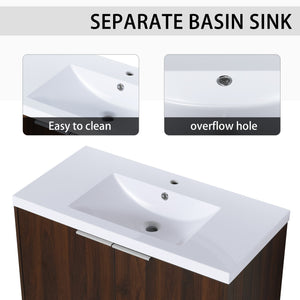 English Elm Modern 36-Inch Float Mounting Bathroom Vanity with Resin Sink, Eco Plywood, Soft-Close Doors & Shelf W99952552